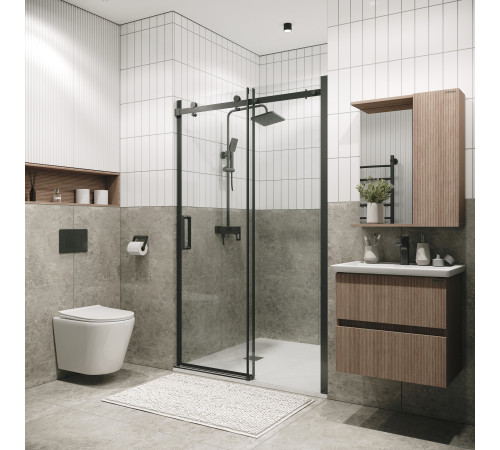 Дверь в нишу Grossman Classic 100.K33.04.100.42.00 (100х195) графит сатин,стекло прозрачное,раздвижная