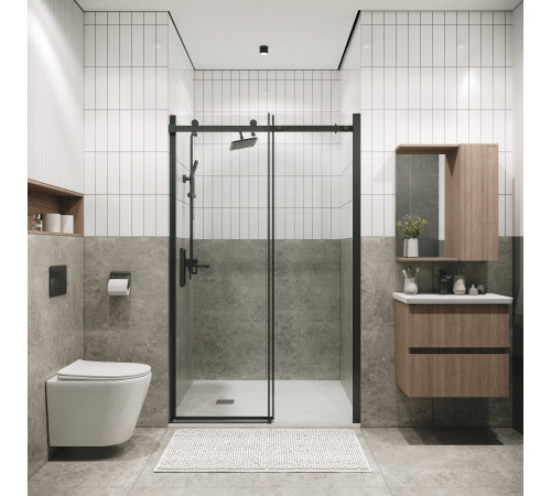 Дверь в нишу Grossman Classic 100.K33.04.100.42.00 (100х195) графит сатин,стекло прозрачное,раздвижная