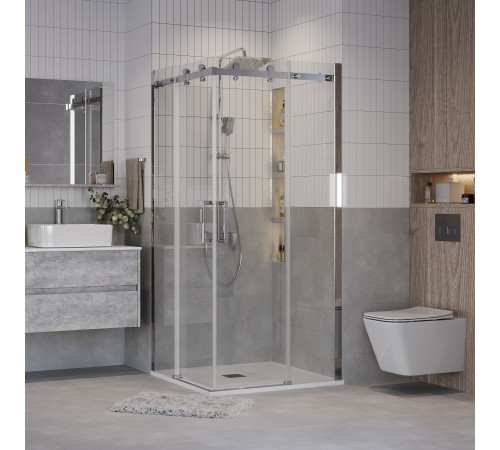 Душевое ограждение Grossman Classic 300.K33.04.1010.10.00 (100х100х195) квадрат,раздвижная,хром,стекло прозрачное