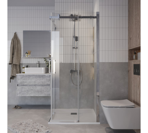 Душевое ограждение Grossman Classic 300.K33.04.1010.10.00 (100х100х195) квадрат,раздвижная,хром,стекло прозрачное