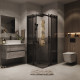 Душевое ограждение Grossman Classic 300.K33.04.1010.21.10 (100х195) квадрат,раздвижная,черный матовый,стекло тонированное