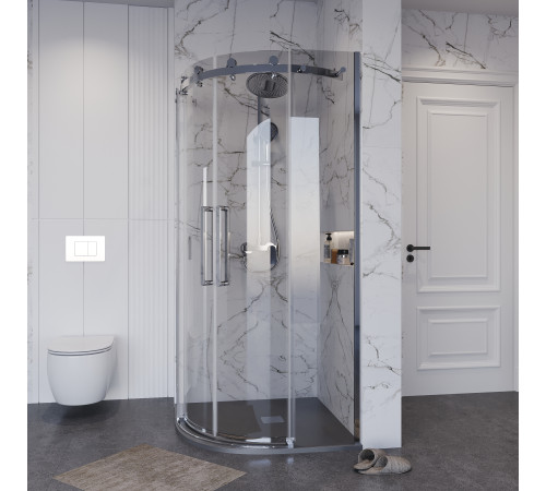 Душевое ограждение Grossman Classic 301.K33.04.9090.10.00 (90х90х195) четверть круга,раздвижная,хром,стекло прозрачное