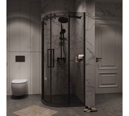 Душевое ограждение Grossman Classic 301.K33.04.1010.21.10 (100х100х195) четверть круга,раздвижная,черный матовый,стекло тонированное