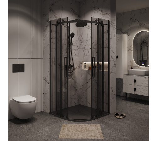 Душевое ограждение Grossman Classic 301.K33.04.1010.21.10 (100х100х195) четверть круга,раздвижная,черный матовый,стекло тонированное