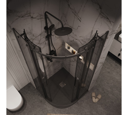 Душевое ограждение Grossman Classic 301.K33.04.1010.21.10 (100х100х195) четверть круга,раздвижная,черный матовый,стекло тонированное