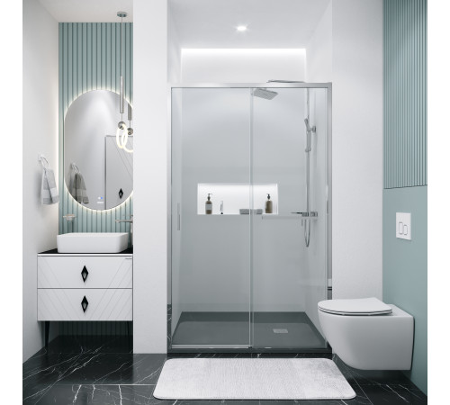 Дверь в нишу Grossman Style 100.K33.05.110.10.00 (110х195) хром,стекло прозрачное,раздвижная