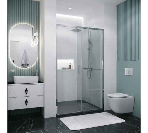 Дверь в нишу Grossman Style 100.K33.05.110.10.00 (110х195) хром,стекло прозрачное,раздвижная