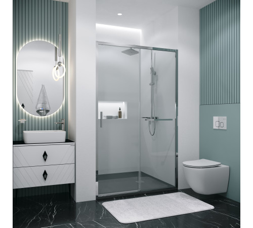 Дверь в нишу Grossman Style 100.K33.05.110.10.00 (110х195) хром,стекло прозрачное,раздвижная