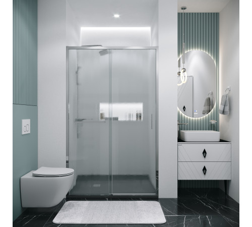 Дверь в нишу Grossman Style 100.K33.05.130.10.02 (130х195) хром,стекло шиншилла,раздвижная