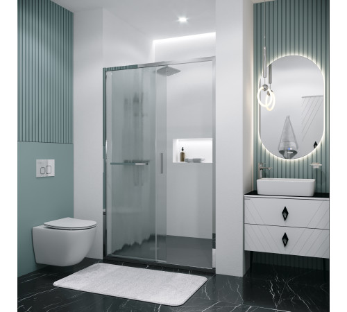 Дверь в нишу Grossman Style 100.K33.05.130.10.02 (130х195) хром,стекло шиншилла,раздвижная