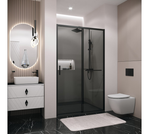 Дверь в нишу Grossman Style 100.K33.05.110.21.10 (110х195) черный матовый,стекло тонированное,раздвижная