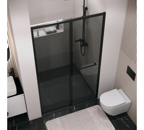 Дверь в нишу Grossman Style 100.K33.05.110.21.10 (110х195) черный матовый,стекло тонированное,раздвижная