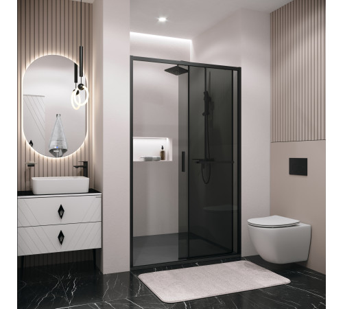 Дверь в нишу Grossman Style 100.K33.05.110.21.10 (110х195) черный матовый,стекло тонированное,раздвижная