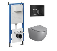 Комплект 3 в 1: Grossman инсталляция 900.K31.01.000+клавиша 700.K31.02.210.210 черный матовый+унитаз GR-4411S