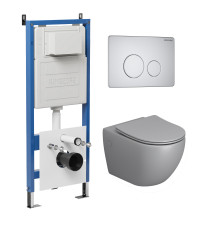 Комплект 3 в 1: Grossman инсталляция 900.K31.01.000+клавиша 700.K31.05.01M.01M белый матовый+унитаз GR-4411SQ