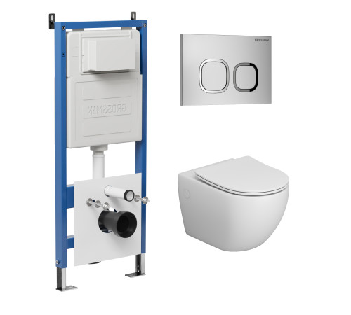 Комплект 3 в 1: Grossman инсталляция 900.K31.01.000+клавиша 700.K31.02.110.110 хром матовый+унитаз GR-4411S