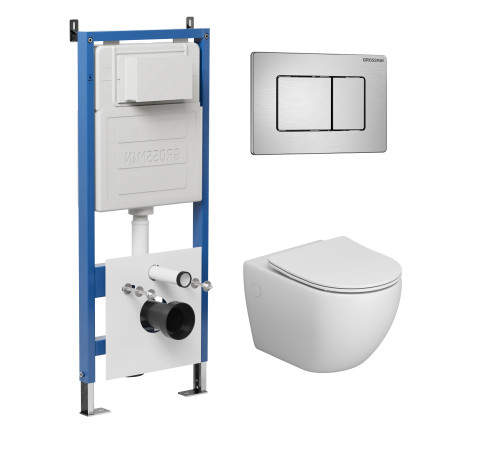 Комплект 3 в 1: Grossman инсталляция 900.K31.01.000+клавиша 700.K31.04.12M.12M хром сатиновый+унитаз GR-4411SQ