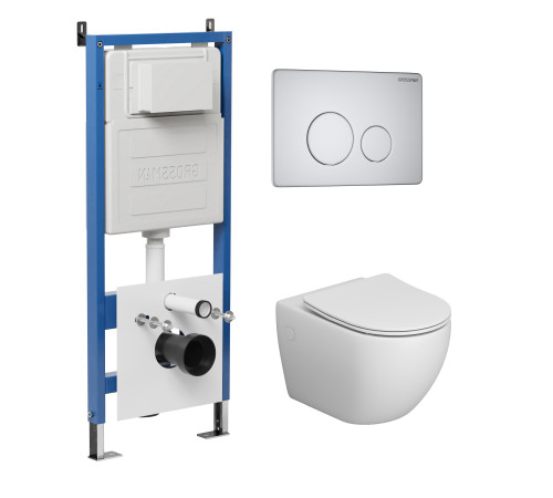 Комплект 3 в 1: Grossman инсталляция 900.K31.01.000+клавиша 700.K31.05.01M.01M белый матовый+унитаз GR-4411S