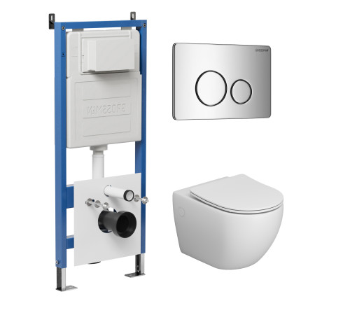 Комплект 3 в 1: Grossman инсталляция 900.K31.01.000+клавиша 700.K31.05.10M.10M хром глянцевый+унитаз GR-4411SQ