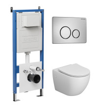 Комплект 3 в 1: Grossman инсталляция 900.K31.01.000+клавиша 700.K31.05.12M.12M хром сатиновый+унитаз GR-4411SQ