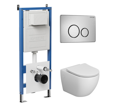 Комплект 3 в 1: Grossman инсталляция 900.K31.01.000+клавиша 700.K31.05.12M.12M хром сатиновый+унитаз GR-4411SQ