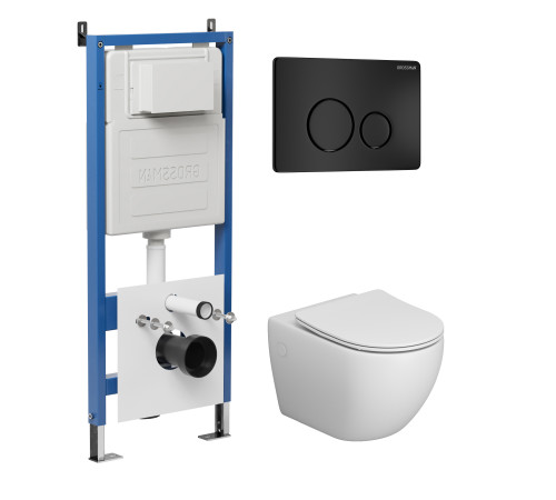 Комплект 3 в 1: Grossman инсталляция 900.K31.01.000+клавиша 700.K31.05.21M.21M черный матовый+унитаз GR-4411SQ