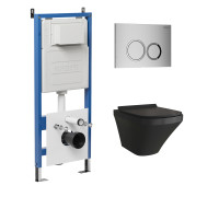 Комплект 3 в 1: Grossman инсталляция 900.K31.01.000+клавиша 700.K31.01.110.110 хром матовый+унитаз GR-4440BMS