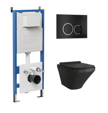 Комплект 3 в 1: Grossman инсталляция 900.K31.01.000+клавиша 700.K31.01.210.210 черный матовый+унитаз GR-4440BMS