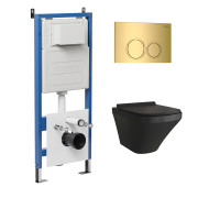 Комплект 3 в 1: Grossman инсталляция 900.K31.01.000+клавиша 700.K31.01.300.300 золото глянцевый+унитаз GR-4440BMS