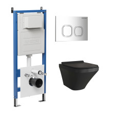 Комплект 3 в 1: Grossman инсталляция 900.K31.01.000+клавиша 700.K31.02.100.100 хром глянцевый+унитаз GR-4440BMS