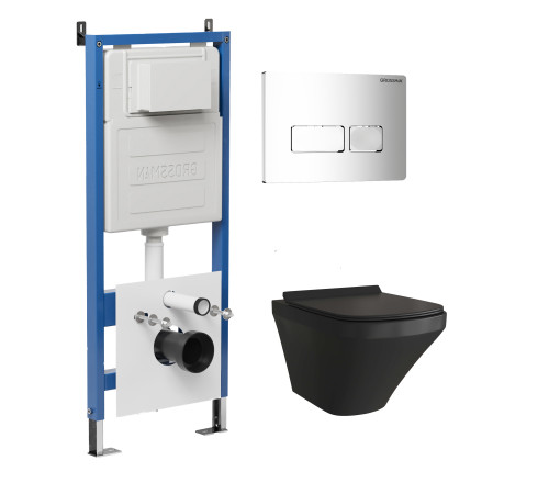 Комплект 3 в 1: Grossman инсталляция 900.K31.01.000+клавиша 700.K31.03.100.100 хром глянцевый+унитаз GR-4440BMS