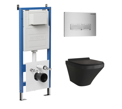 Комплект 3 в 1: Grossman инсталляция 900.K31.01.000+клавиша 700.K31.03.110.110 хром матовый+унитаз GR-4440BMS