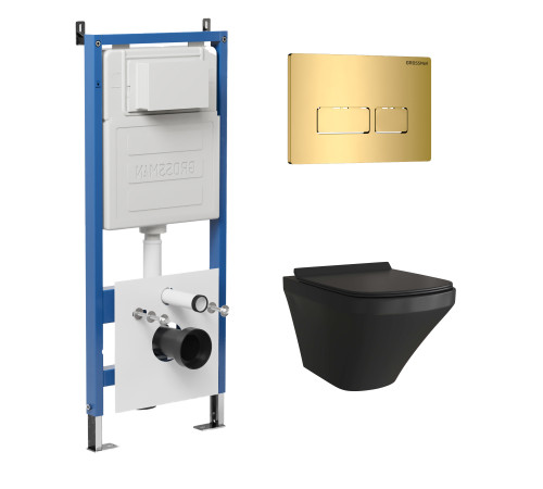 Комплект 3 в 1: Grossman инсталляция 900.K31.01.000+клавиша 700.K31.03.300.300 золото глянцевый+унитаз GR-4440BMS