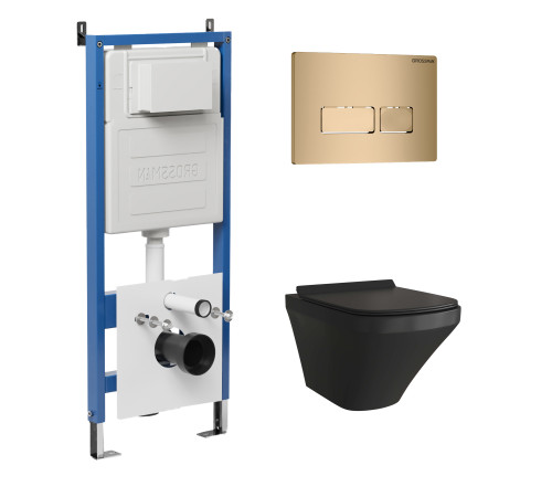 Комплект 3 в 1: Grossman инсталляция 900.K31.01.000+клавиша 700.K31.03.310.310 золото матовый+унитаз GR-4440BMS