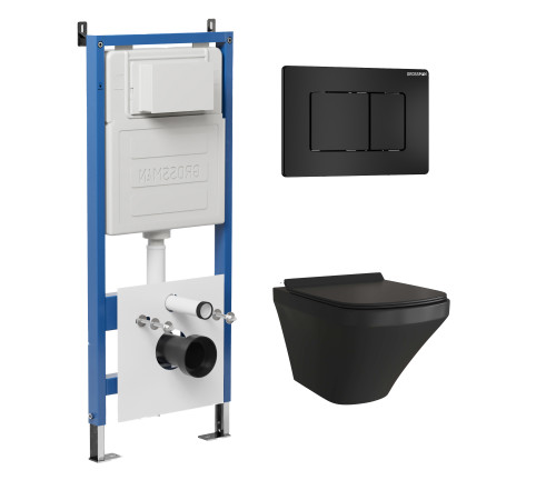 Комплект 3 в 1: Grossman инсталляция 900.K31.01.000+клавиша 700.K31.04.21M.21M черный матовый+унитаз GR-4440BMS