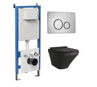 Комплект 3 в 1: Grossman инсталляция 900.K31.01.000+клавиша 700.K31.05.12M.12M хром сатиновый+унитаз GR-4440BMS