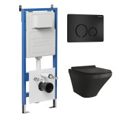 Комплект 3 в 1: Grossman инсталляция 900.K31.01.000+клавиша 700.K31.05.21M.21M черный матовый+унитаз GR-4440BMS