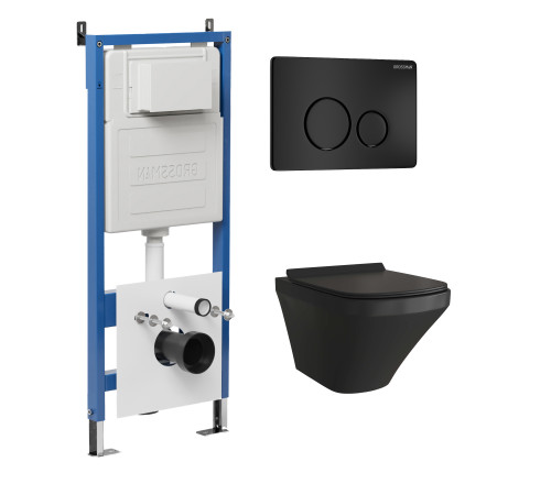 Комплект 3 в 1: Grossman инсталляция 900.K31.01.000+клавиша 700.K31.05.21M.21M черный матовый+унитаз GR-4440BMS