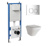 Комплект 3 в 1: Grossman инсталляция 900.K31.01.000+клавиша 700.K31.02.100.100 хром глянцевый+унитаз GR-4440S