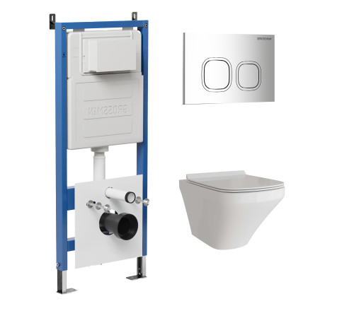 Комплект 3 в 1: Grossman инсталляция 900.K31.01.000+клавиша 700.K31.02.100.100 хром глянцевый+унитаз GR-4440S