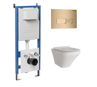 Комплект 3 в 1: Grossman инсталляция 900.K31.01.000+клавиша 700.K31.03.310.310 золото матовый+унитаз GR-4440S