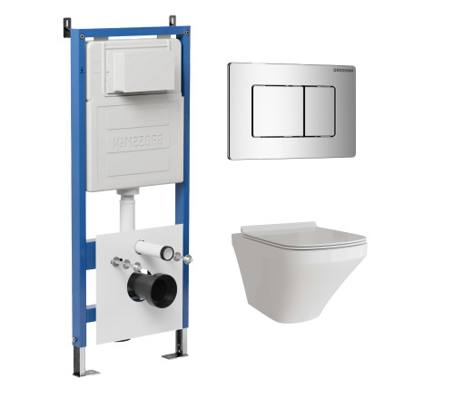 Комплект 3 в 1: Grossman инсталляция 900.K31.01.000+клавиша 700.K31.04.10M.10M хром глянцевый+унитаз GR-4440S