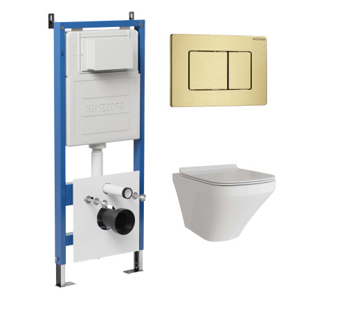 Комплект 3 в 1: Grossman инсталляция 900.K31.01.000+клавиша 700.K31.04.32M.32M золото сатиновый+унитаз GR-4440S