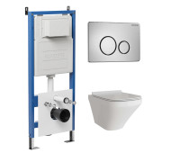 Комплект 3 в 1: Grossman инсталляция 900.K31.01.000+клавиша 700.K31.05.12M.12M хром сатиновый+унитаз GR-4440S