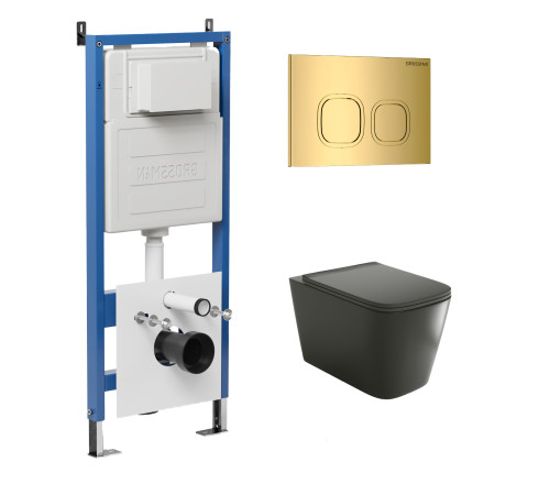 Комплект 3 в 1: Grossman инсталляция 900.K31.01.000+клавиша 700.K31.02.300.300 золото глянцевый+унитаз GR-4441BMS