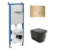 Комплект 3 в 1: Grossman инсталляция 900.K31.01.000+клавиша 700.K31.03.310.310 золото матовый+унитаз GR-4441BMS