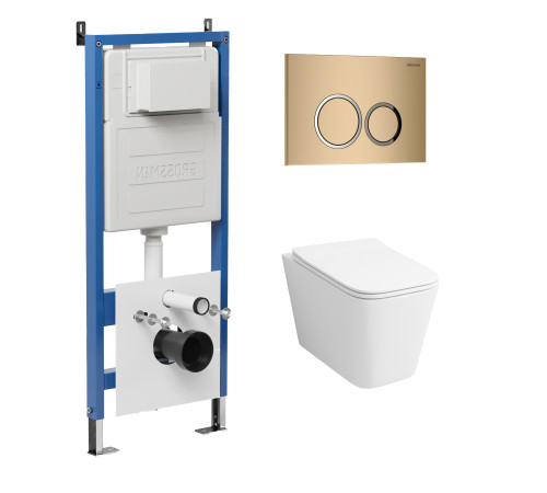 Комплект 3 в 1: Grossman инсталляция 900.K31.01.000+клавиша 700.K31.01.310.310 золото матовый+унитаз GR-4441S