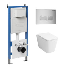 Комплект 3 в 1: Grossman инсталляция 900.K31.01.000+клавиша 700.K31.03.110.110 хром матовый+унитаз GR-4441S