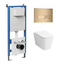 Комплект 3 в 1: Grossman инсталляция 900.K31.01.000+клавиша 700.K31.03.310.310 золото матовый+унитаз GR-4441S