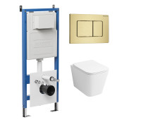 Комплект 3 в 1: Grossman инсталляция 900.K31.01.000+клавиша 700.K31.04.32M.32M золото сатиновый+унитаз GR-4441S